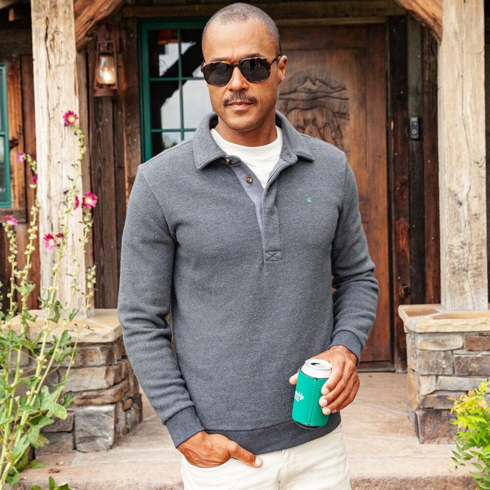 Criquet Shirts Terry Fleece Collared Sweatshirt - Smokeshow Size mm